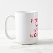 ウィメンズおもしろいピックボールどこ勝者衣服スマイル コーヒーマグカップ (左)