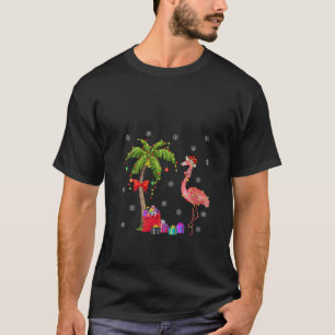 ウィメンズおもしろいフラミンゴ恋人クリスマスギフトサンタハットFl Tシャツ