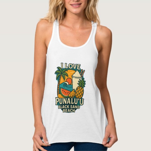 ウィメンズアイ大好きプナル・ウブラックサンドビーチタンクトップ タンクトップ (正面)