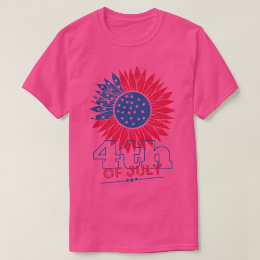 ウィメンズアメリカパトリオット4th Of July Sunflower Cele Tシャツ (デザイン正面)