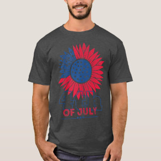ウィメンズアメリカパトリオット4th Of July Sunflower Cele Tシャツ