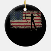 ウィメンズアーチェリープレイヤークロスボウ米国国旗 セラミックオーナメント (裏面)