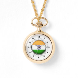 ウィメンズインド国旗の回り金ゴールド時計 腕時計