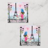 ウィメンズインパリ誕生日カードとエッフェルタワー ノートカード (正面/裏面)