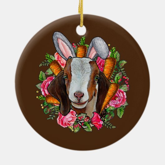 ウィメンズイースターバニーヤギおもしろい農家イースターヤギ セラミックオーナメント (裏面)