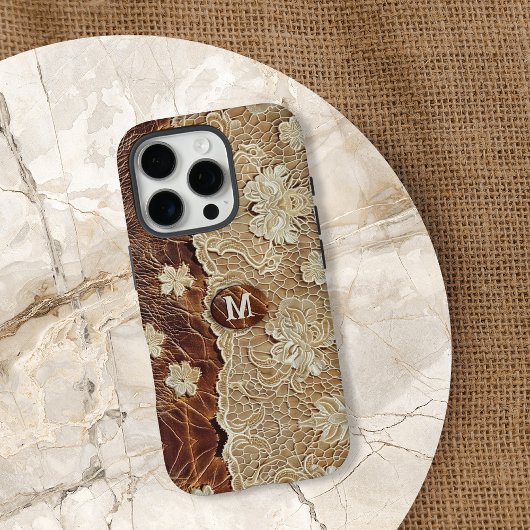 ウィメンズウエスタンカントリーレザーnレースイニシャル Case-Mate iPhoneケース