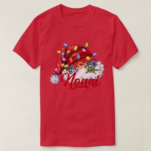 ウィメンズウォメン賛美ズノニサンタハットクリスマスライト Tシャツ (デザイン正面)