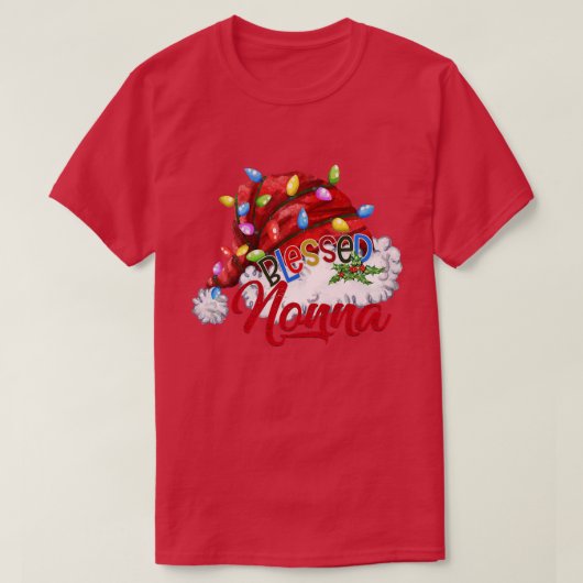 ウィメンズウォメン賛美ズノンナサンタハットクリスマスライト Tシャツ (デザイン正面)