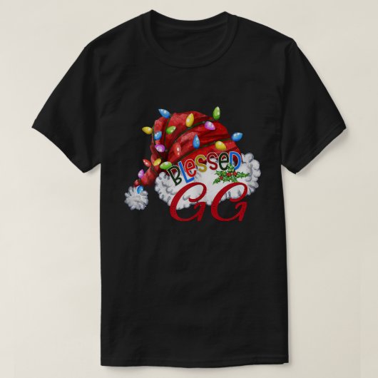 ウィメンズウォメン賛美ズGGサンタハットクリスマスライト Tシャツ (デザイン正面)