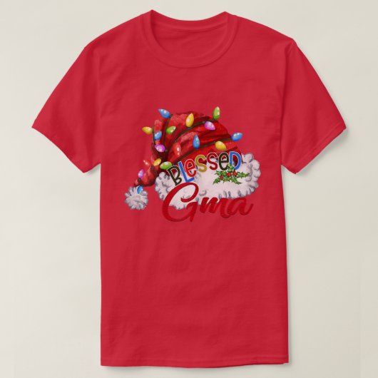 ウィメンズウォメン賛美ズGMAサンタハットクリスマスライト Tシャツ (デザイン正面)