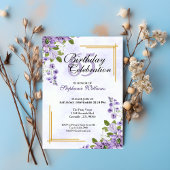 ウィメンズエイジ誕生日クラシックフローラエレガント 招待状