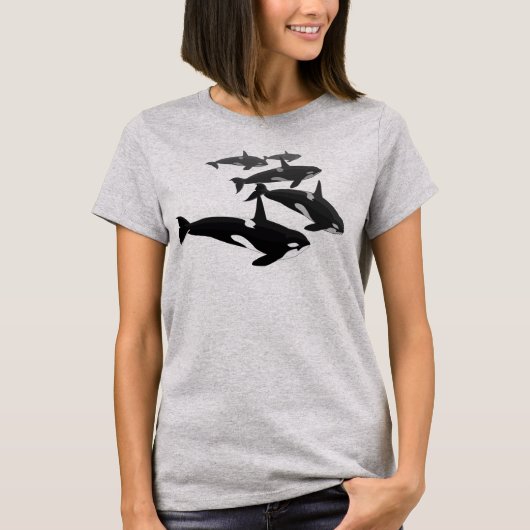 ウィメンズオルカクジラTシャツプラスサイズオルカシャツ Tシャツ (正面)
