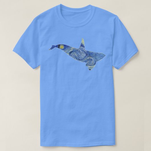 ウィメンズオルカバンゴッホ星空ナイトアートヴァンゴッホパイ Tシャツ (デザイン正面)