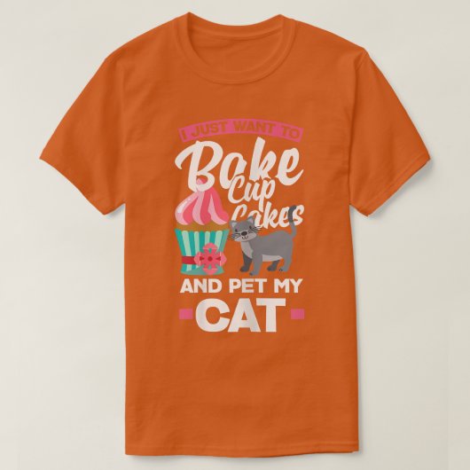 ウィメンズカップケーキベーキングキャットオーナーTシャツ Tシャツ (デザイン正面)