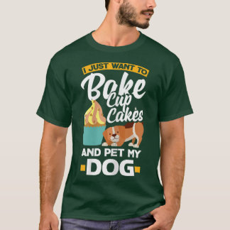 ウィメンズカップケーキベーキング犬のオーナーTシャツ Tシャツ