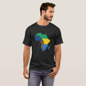 ウィメンズガボン国旗アフリカ地図エスニック・ヘリット Tシャツ (正面フル)