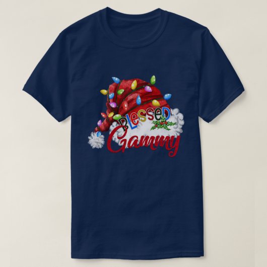 ウィメンズガミ賛美ーサンタハットクリスマスライト Tシャツ (デザイン正面)