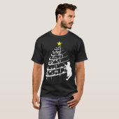 ウィメンズキャット登山ミュージックノートクリスマスツリーギフト Tシャツ (正面フル)