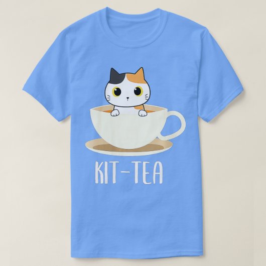 ウィメンズキュートキャットお茶おもしろい猫好き Tシャツ (デザイン正面)