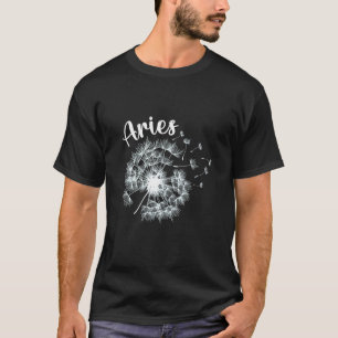 ウィメンズキュートダンデリオンことわざ星占いフラワーゾディ Tシャツ