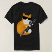 ウィメンズキュートミュージックキャットサングラスミュージカル機器 Tシャツ (デザイン正面)