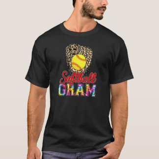 ウィメンズキュート絞り染めソフトボールグラムヒョウ野球 Tシャツ