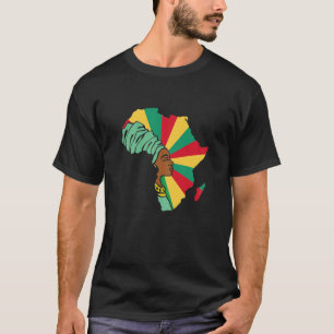 ウィメンズギニア国旗アフリカの地図エスニック・ヘリット Tシャツ