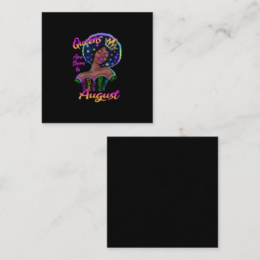 ウィメンズクイーンズ生まれは誕生日威厳があるブラック スクエア名刺 (正面/裏面)
