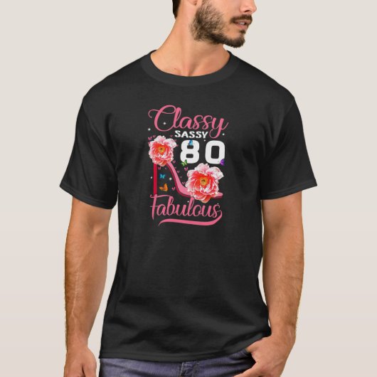 ウィメンズクラシーサッシー80ファブラス80th誕生日パート tシャツ (正面)