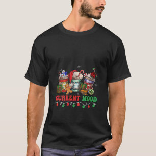 ウィメンズクリスマスコーヒードリンク現在の気分サンタ Tシャツ