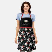 ウィメンズクリスマスフローラルパターンネームブラック