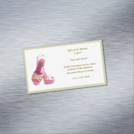 ウィメンズグリーンピンクシューズファッション マグネット名刺