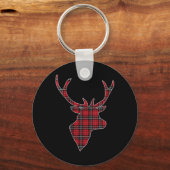 ウィメンズグリーンレッドバッファロープリッドディアトナディアーヘッド キーホルダー (正面)