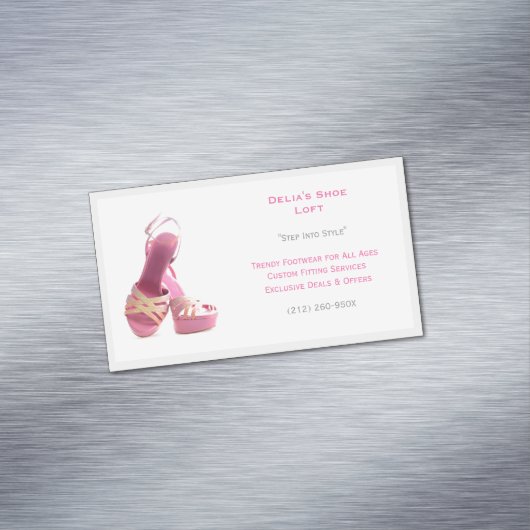 ウィメンズグレーピンクシューズファッション マグネット名刺 (インサイチュ)