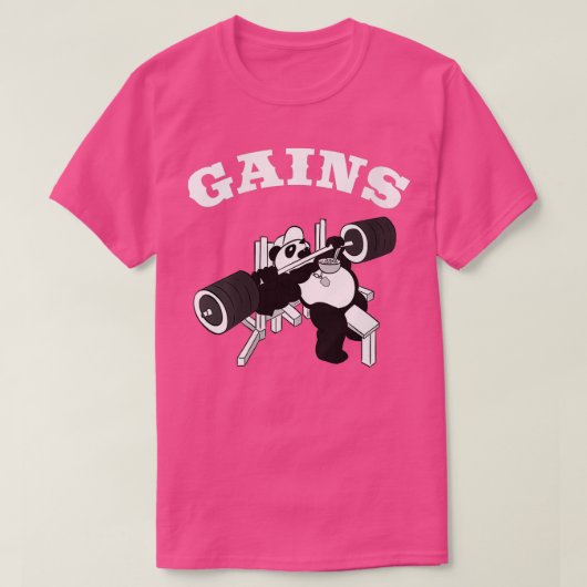 ウィメンズゲインパンダウエートリフティングボディビルジム Tシャツ (デザイン正面)