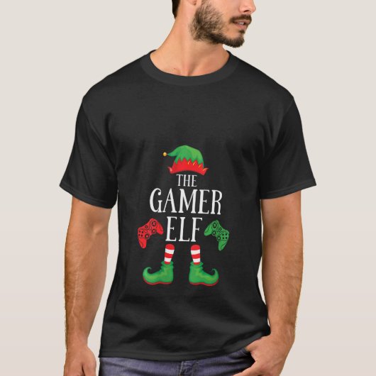 ウィメンズゲーマー小妖精や小人マッチンググループクリスマスゲームおもしろい Tシャツ (正面)