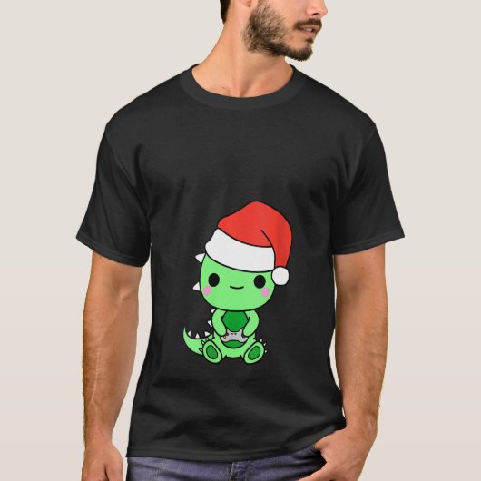 ウィメンズゲームクリスマスボーイズおたく恐竜 Tシャツ (正面)