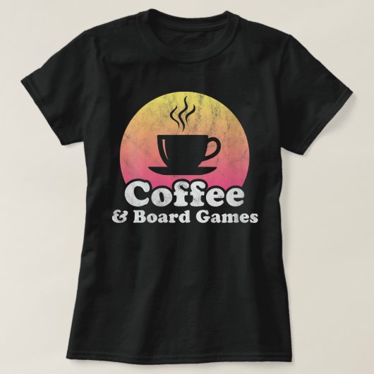 ウィメンズコーヒーとボードゲームVネック Tシャツ (デザイン正面)
