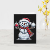ウィメンズゴルフボール雪だるまおもしろいメリークリスマスデー カード (黄色い花)