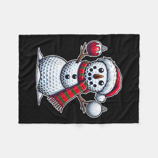 ウィメンズゴルフボール雪だるまおもしろいメリークリスマスデー フリースブランケット (正面(横))