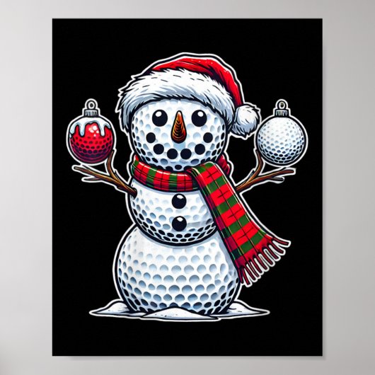 ウィメンズゴルフボール雪だるまおもしろいメリークリスマスデー ポスター (正面)