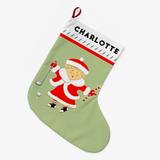 ウィメンズゴルフ ラージクリスマスストッキング (正面 (吊り時))