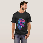 ウィメンズサイバーパンク恐竜Dj音楽愛好家EDM Rave Tシャツ (正面フル)