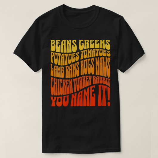 ウィメンズサンクスギビング豆ジャガイモのトマト Tシャツ (デザイン正面)