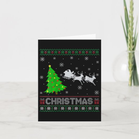 ウィメンズサンタスレイクリスマスツリー照明醜いキリスト カード (正面)