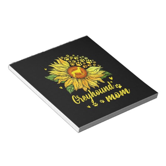 ウィメンズサンフラワーグレイハウンド母の犬の恋人のギフト ノートパッド (アングル)