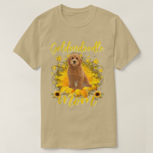 ウィメンズサンフラワーゴールデンドルママ犬の愛母 Tシャツ (デザイン正面)