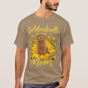 ウィメンズサンフラワーゴールデンドルママ犬の愛母 Tシャツ