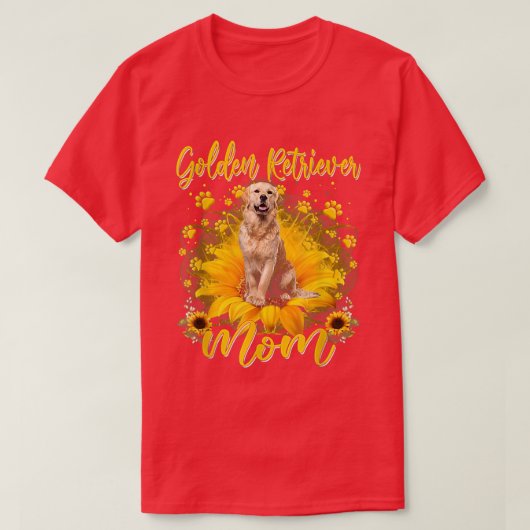 ウィメンズサンフラワーゴールデンレトリエバーママ犬の恋人モ Tシャツ (デザイン正面)