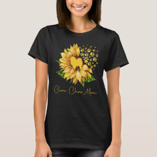 ウィメンズサンフラワーチャウチャウママ犬愛好家 Tシャツ